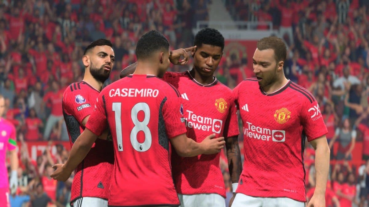 Marcus Rashford celebrating in EA FC 24 Career Mode