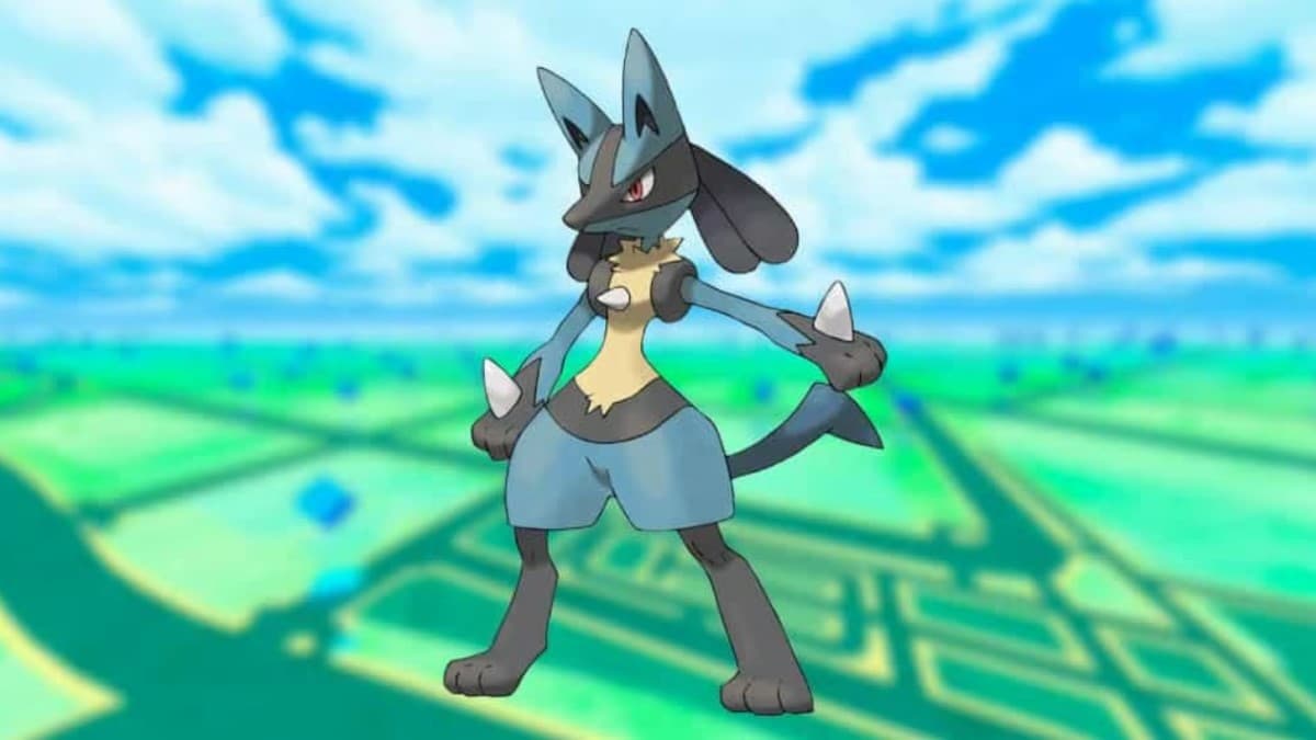 lucario with pokemon go background