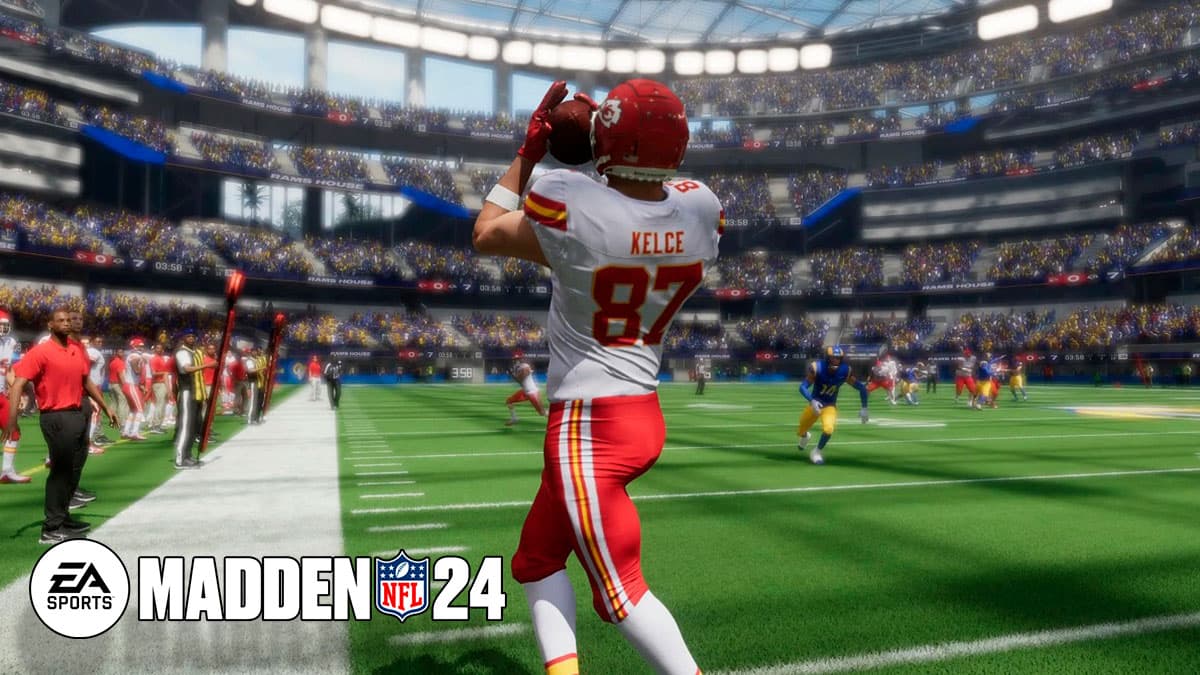 Travis Kelce catching a pass in Madden 24