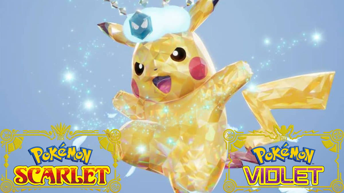 Pikachu in a Pokemon Scarlet and Violet Tera Raid Battle