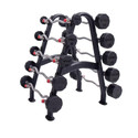 TKO Rubber-Coated Fixed Barbells w/ Rack