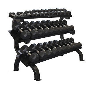 Troy VTX (5-75 lb) 8-Sided Rubber Dumbbells & Rack