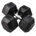 Body-Solid 65 lb Rubber-Coated Hex Dumbbell Pair