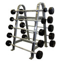 Troy (20-110 lb) 12-Sided Rubber Barbell Set & Rack