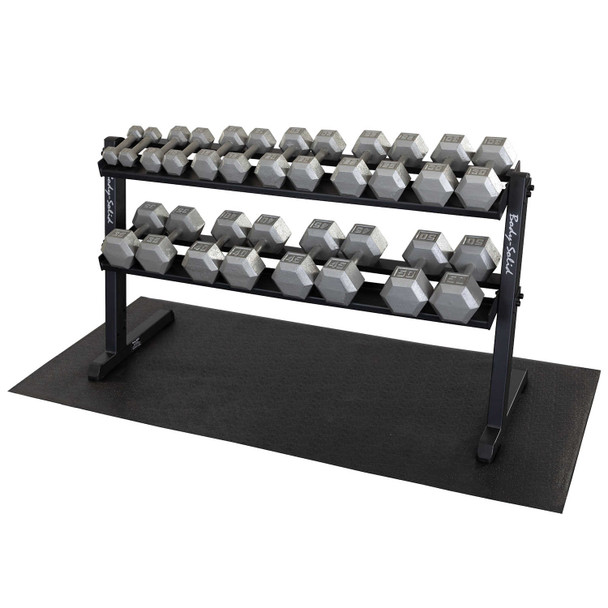 Body-Solid (5-50 lb) Cast Iron Hex Dumbbells w/ Rack