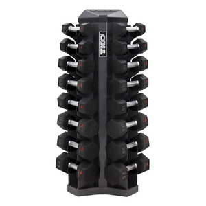 TKO (5-25 lb) Hex Urethane Dumbbell Set & Rack