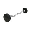 TKO 10-Sided Rubber-Coated Fixed Barbell w/ EZ Curl Bar