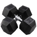 Body-Solid 55 lb Rubber Hex Dumbbell Pair