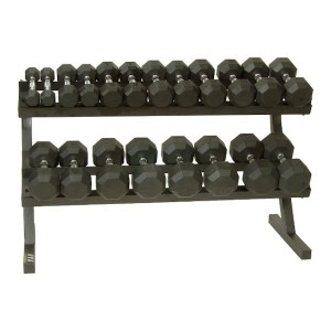 Troy VTX (5-50 lb) 8-Sided Rubber Dumbbells w/ Rack