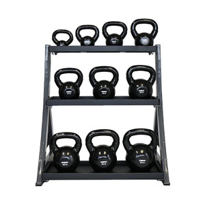 TKO (5-50 lb) Vinyl Kettlebell Set w/ 3-Tier Rack