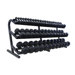 Troy USA Sports (5-100 lb) Rubber Hex Dumbbells & Rack