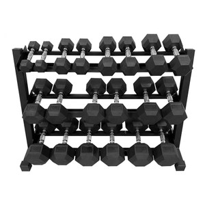 TAG Fitness (5-50 lb) Urethane Hex Dumbbells & Rack