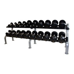 Troy (#RUFD) Rubber Pro-Style Dumbbell Set w/ Rack