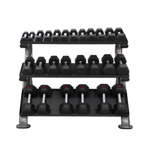 TKO (5-50 lb) Hex Urethane Dumbbells & Rack