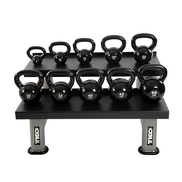 TKO (5-50 lb) Vinyl-Coated Kettlebell Set w/ Rack