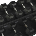 Inflight Fitness Rubber Hex Dumbbells w/ Rack