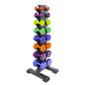 TKO "Gummi" Urethane-Coated Dumbbell Set w/ Rack