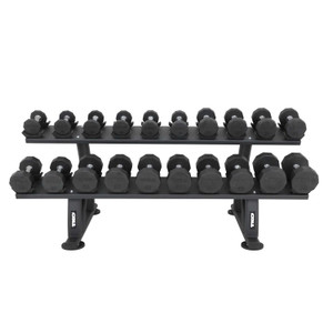 TKO (10-Sided) Rubber-Coated Dumbbells & 2-Tier Rack