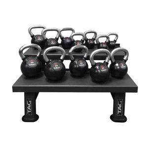 TAG Fitness (5-50 lb) Rubber Kettlebell Set w/ Rack