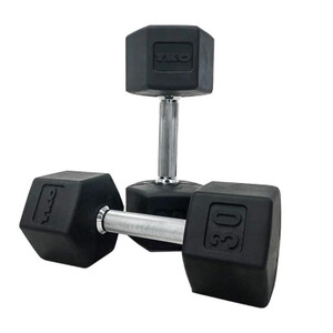 TKO (#804SXR) Straight Handle Rubber Hex Dumbbells