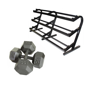 Troy USA Sports (5-100 lb) Hex Dumbbell Set w/ Rack