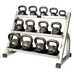 York Barbell (5-80 lb) Cast Iron Kettlebells w/ Rack